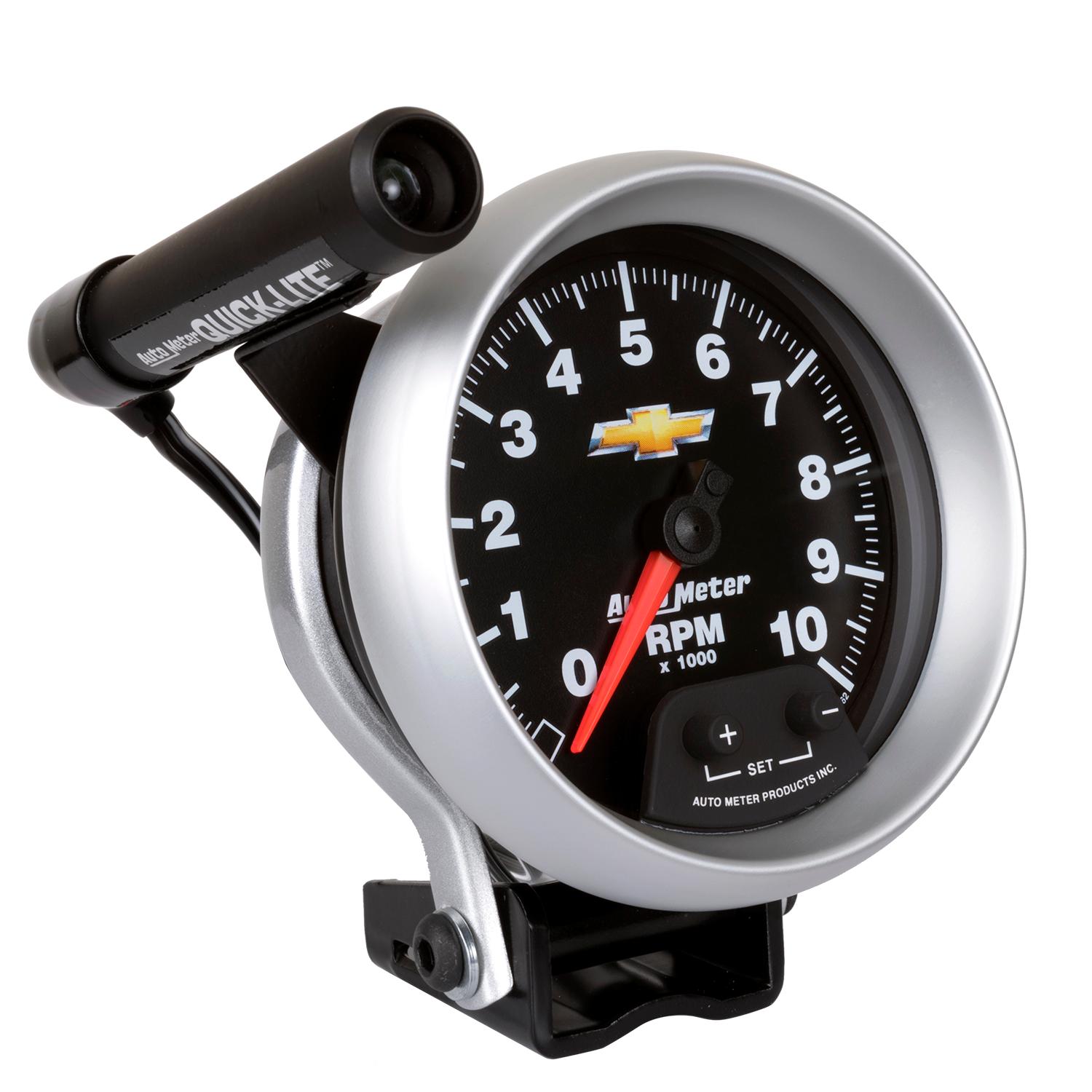 Auto Meter 3-3/4" PEDESTAL TACHOMETER, 0-10,000 RPM, CHEVY GOLD BOWTIE - 880662
