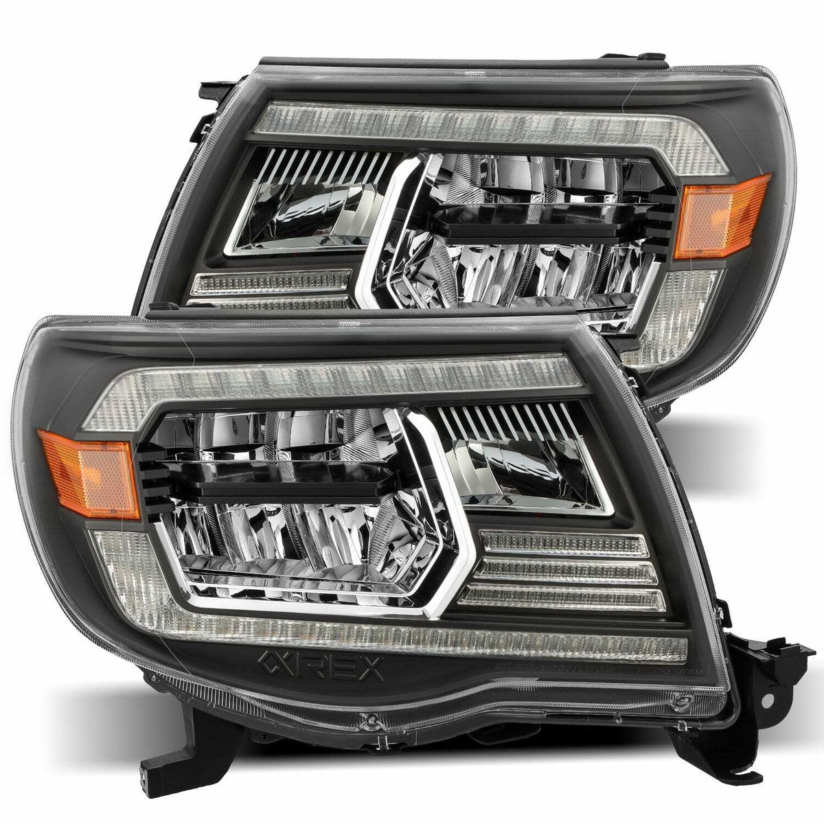 AlphaRex Led Crystal Headlights Plank Style Design Black (2005-2011 Tacoma) - 880735