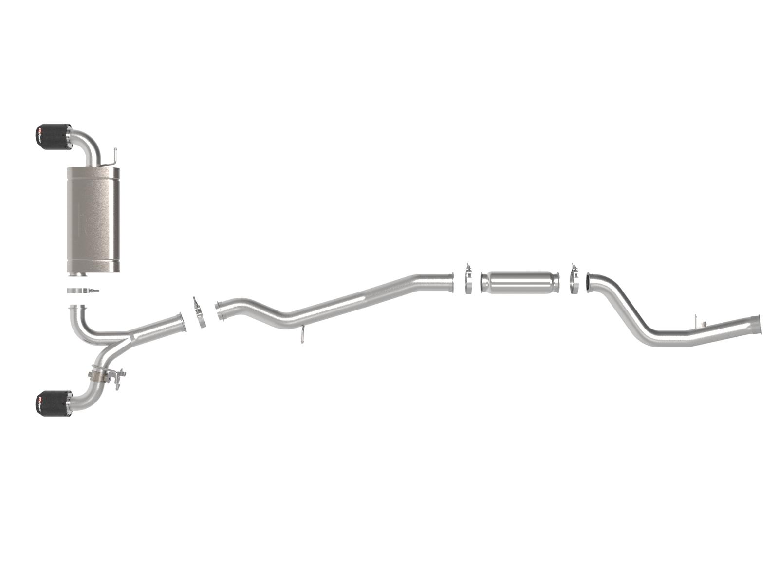 AFE Takeda Cat-Back Exhaust System w/ Dual Rear Exit Carbon Fiber Tip (2021-2021 GR Supra) - 49-36050-C
