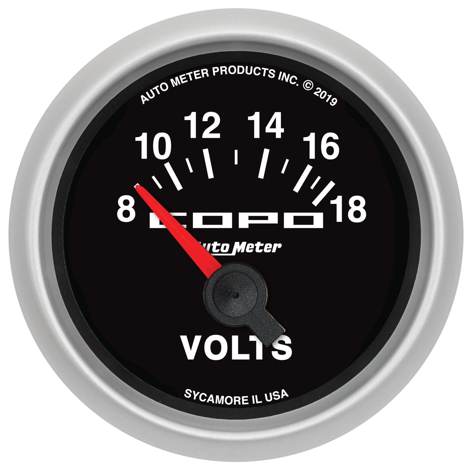 Auto Meter Gauge, Voltmeter, 2 1/16", 18V, Electric, Copo - 880874