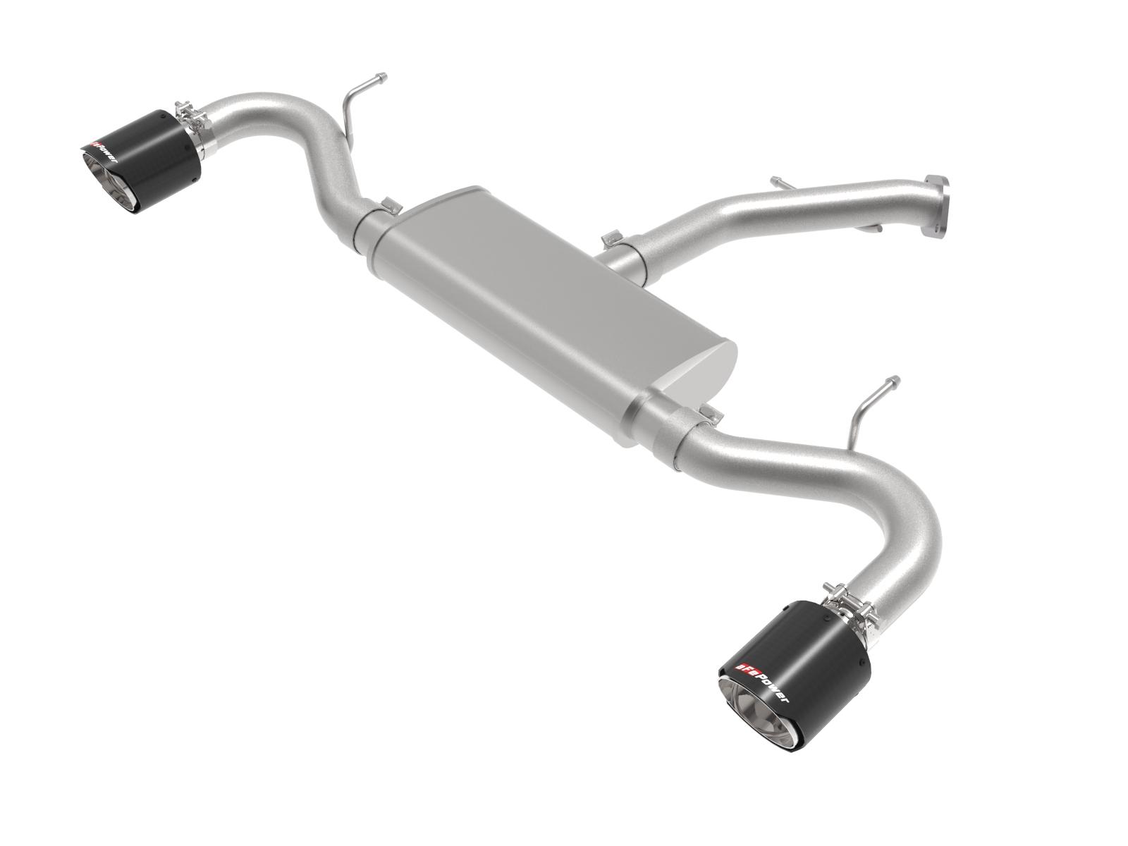 AFE Takeda 2-1/2 IN 409 Stainless Steel Axle-Back Exhaust w/ Carbon Fiber Tips (Hyundai Elantra GT 18-20 L4-1.6L (t)) - 49-47016-C