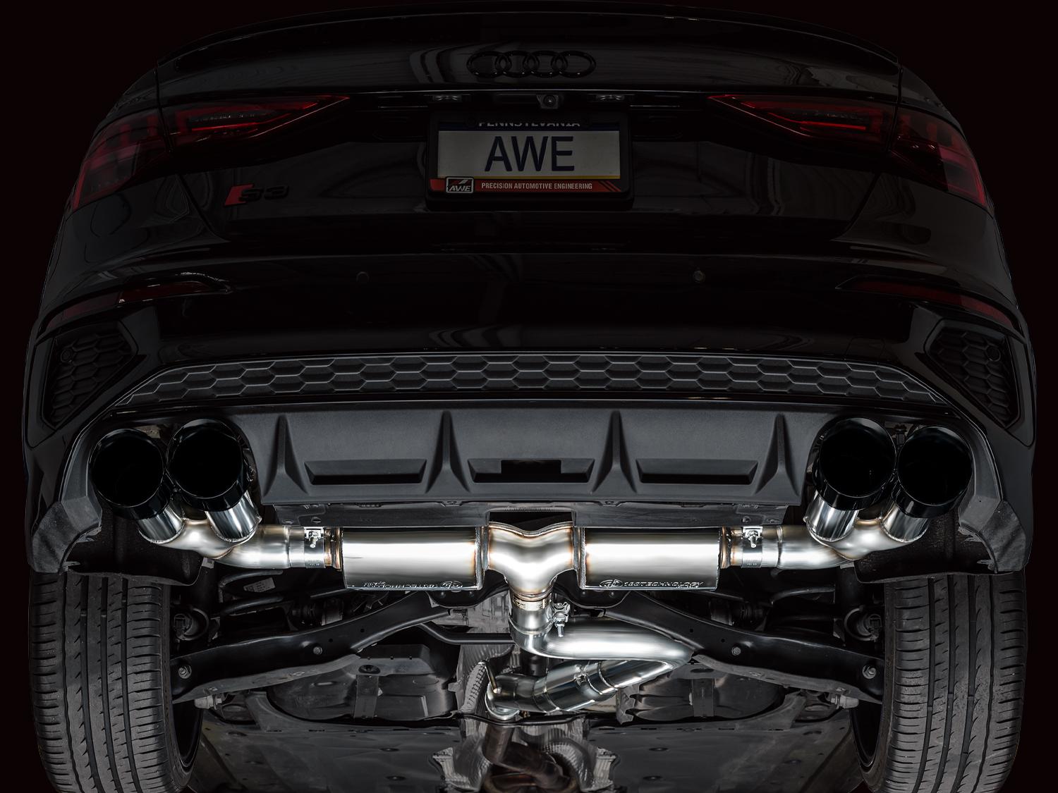 AWE Touring Edition Exhaust for Audi 8Y S3 - Diamond Black Tips - 3015-43897