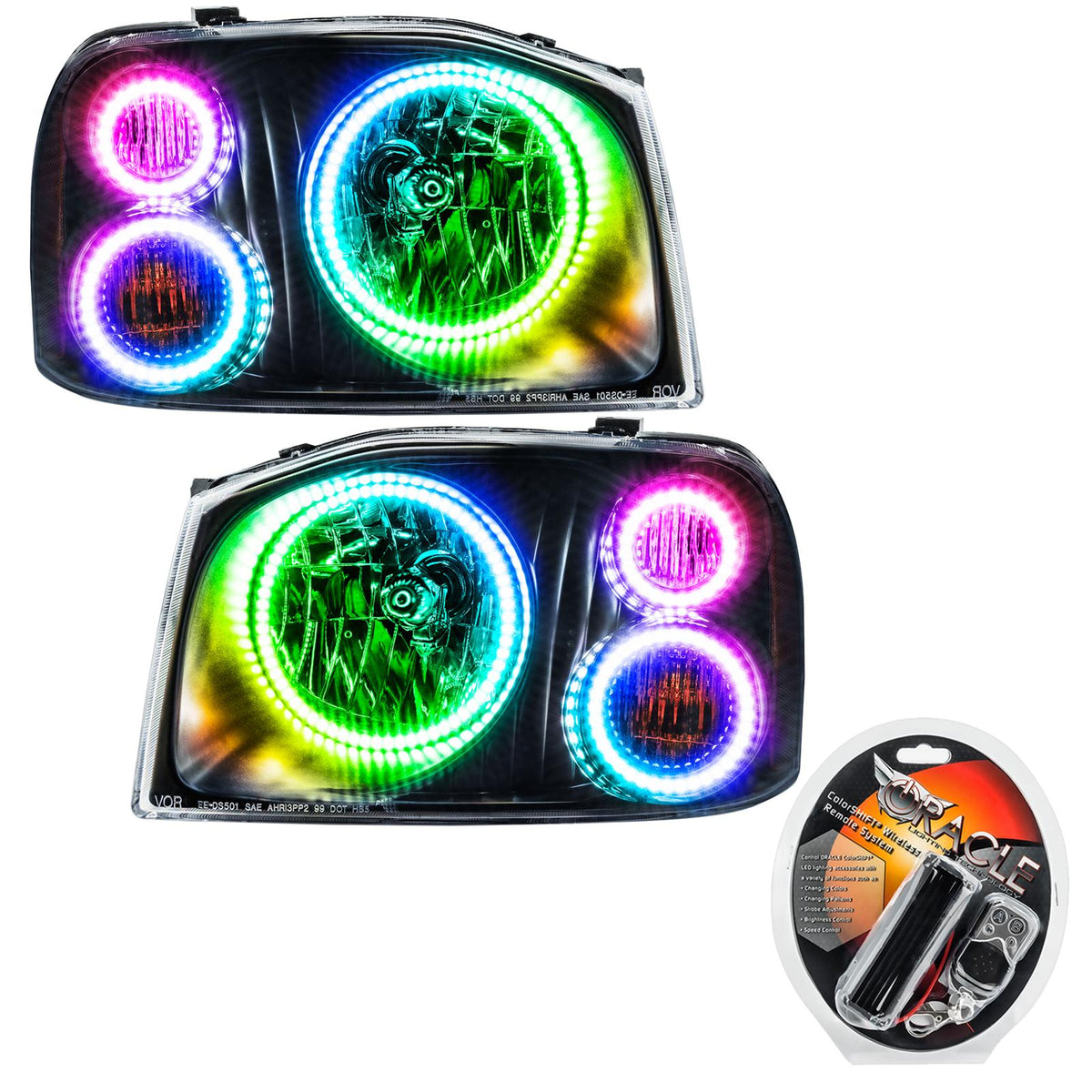 Oracle Lighting Smd Pre-Assembled Headlights, Triple Halo, Colorshift (2001-2004 Frontier) - 8905-330
