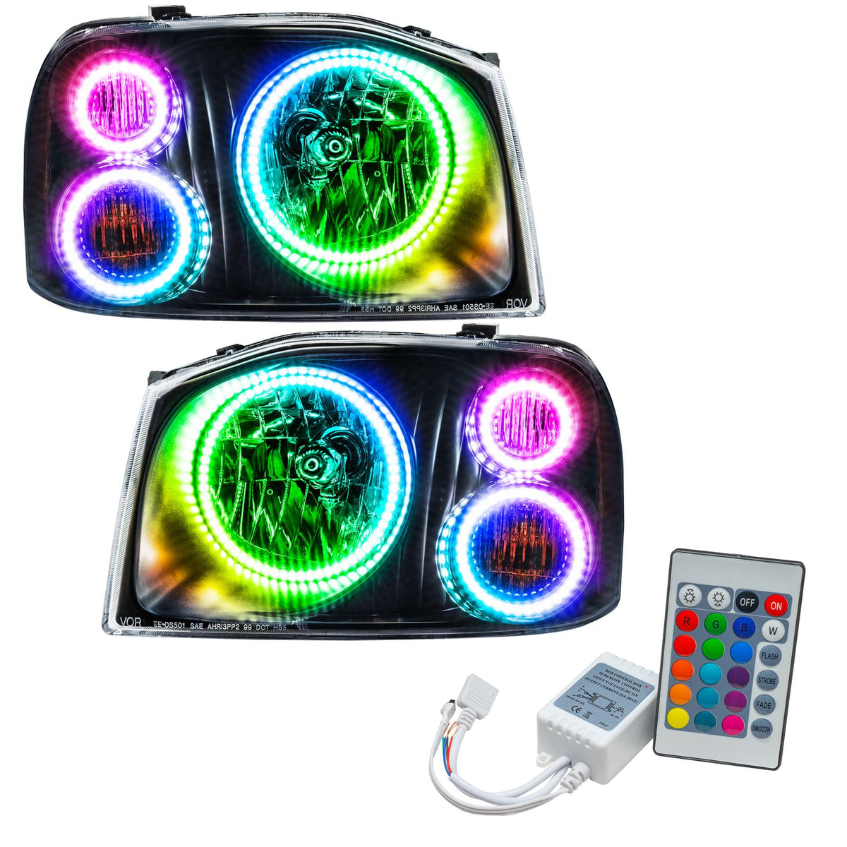 Oracle Lighting Smd Pre-Assembled Headlights, Triple Halo, Colorshift - Simple (2001-2004 Frontier) - 8905-504