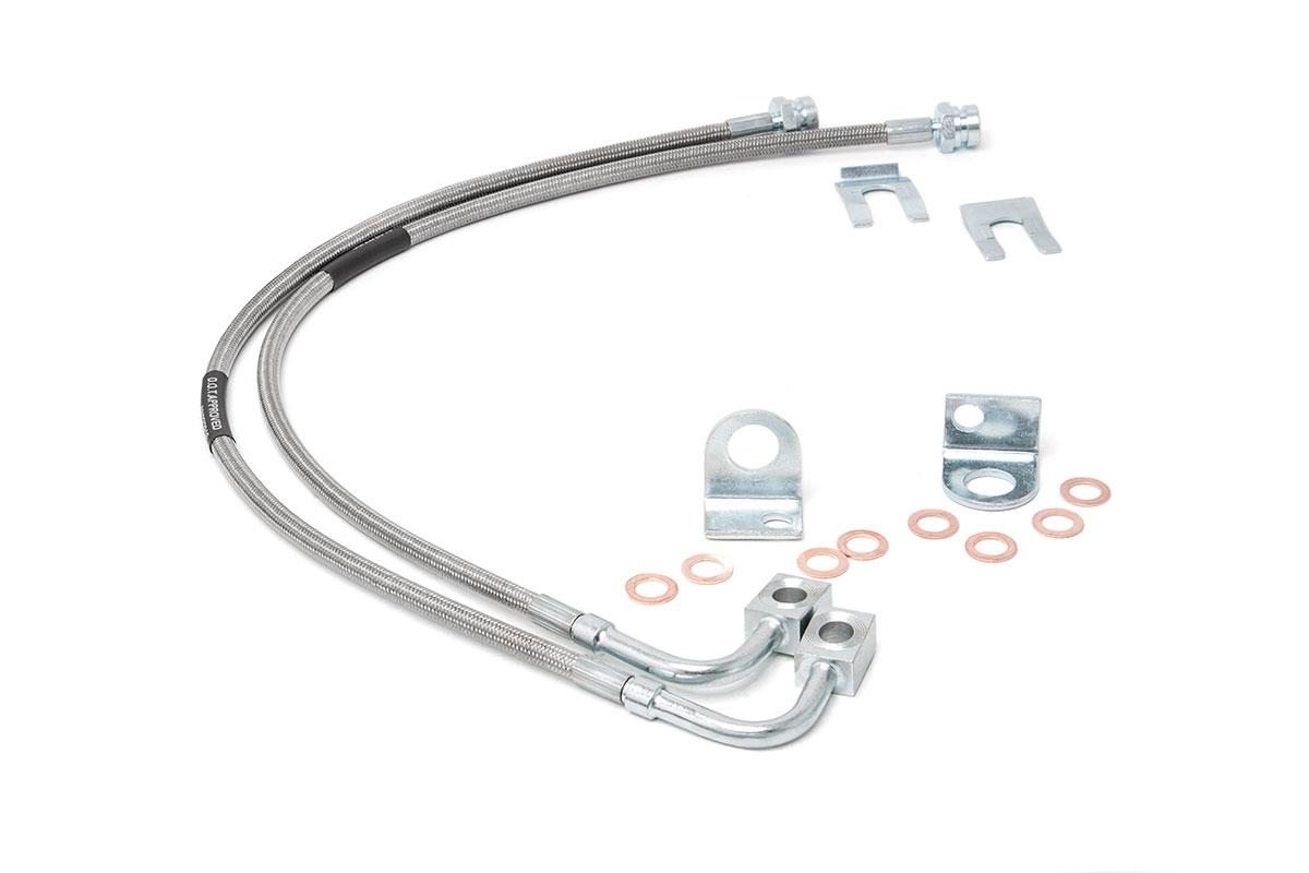 Rough Country Jeep Front Stainless Steel Brake Lines, 4-6in (07-18 Wrangler JK) - 89707