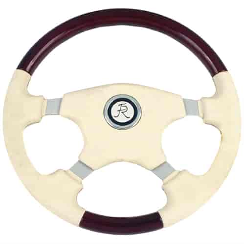 Flaming River Steering Wheel: Fruitwood Luxury 15 inch Bone - FR20125FW