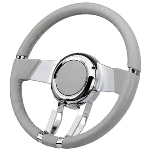 Flaming River Steering Wheel: WaterFall 13.8" Light Grey Leather Light Grey - FR20150LG