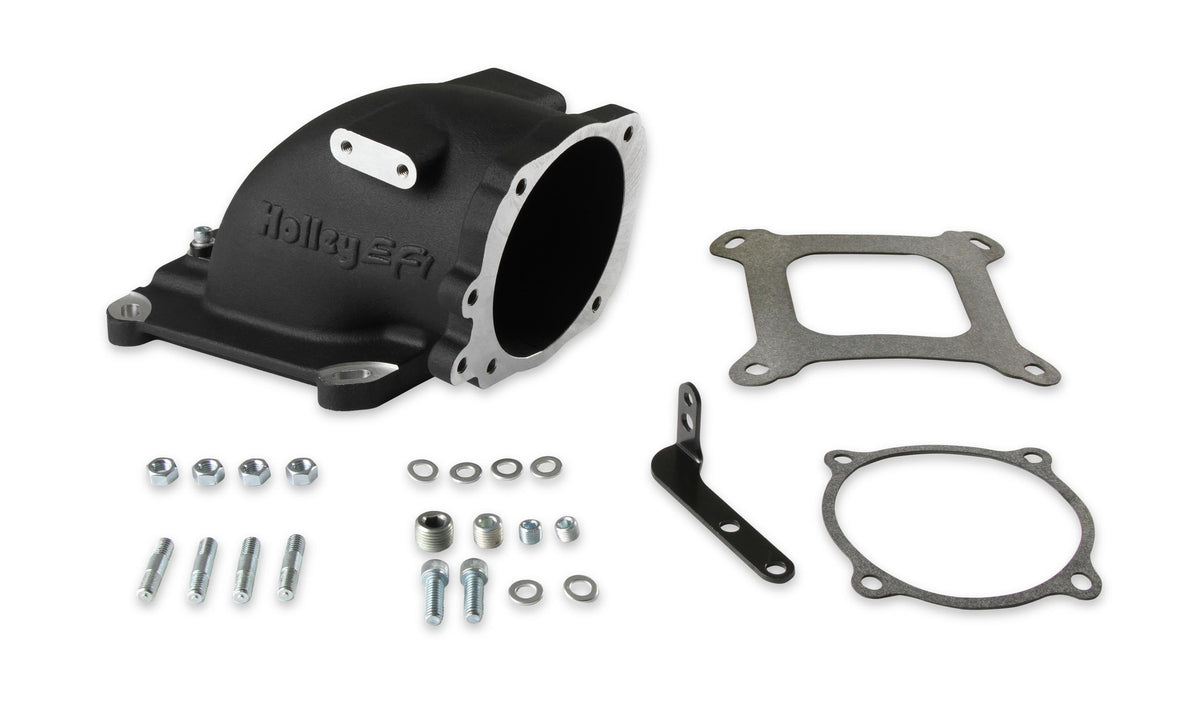 Holley Efi 300-240FBK Intake Elbow, Ford Throttle To 4150, Blk