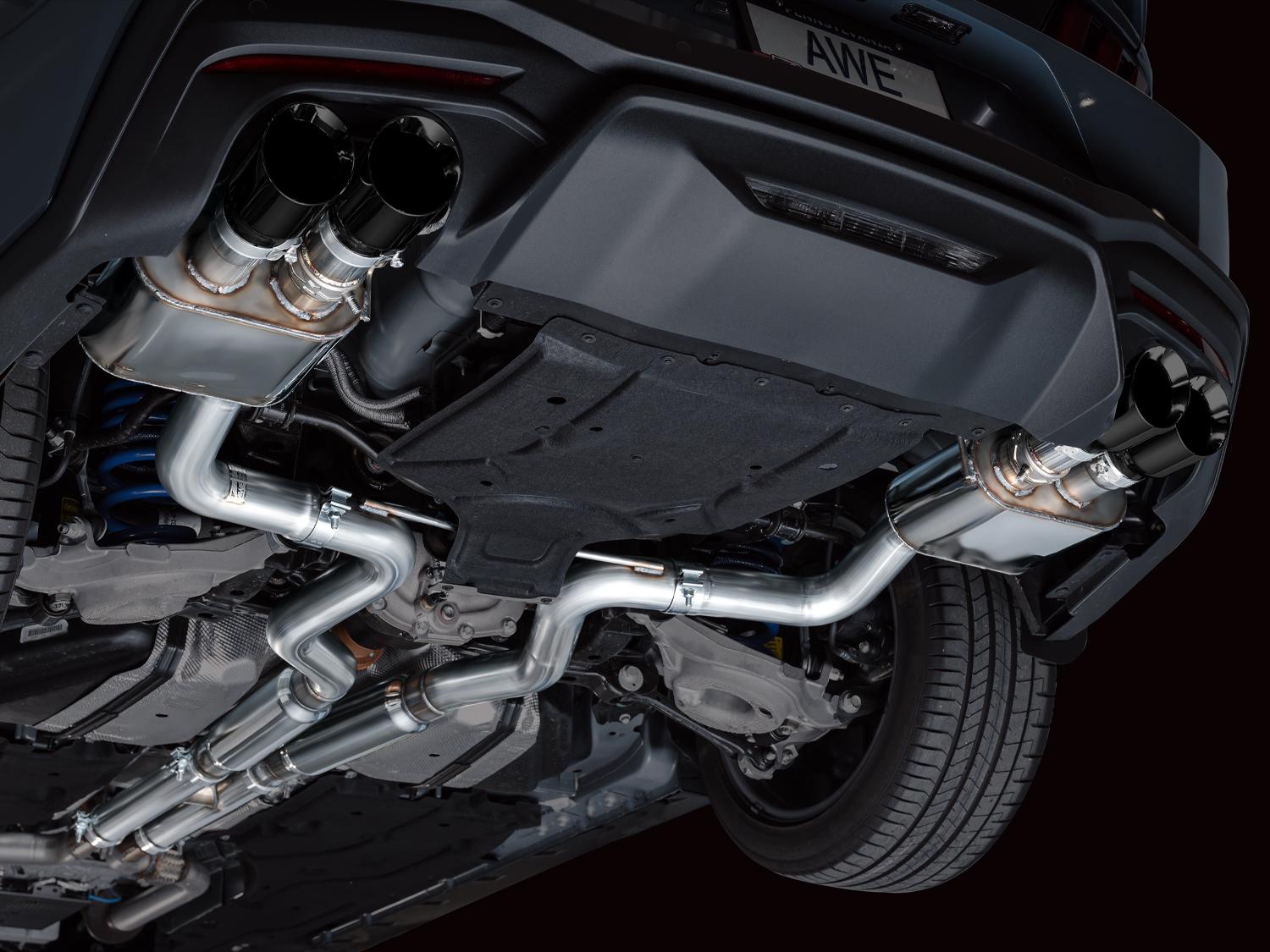 AWE SwitchPath Catback Exhaust - Quad Diamond Black Tips (2024-2026 Mustang GT) - 3025-43650