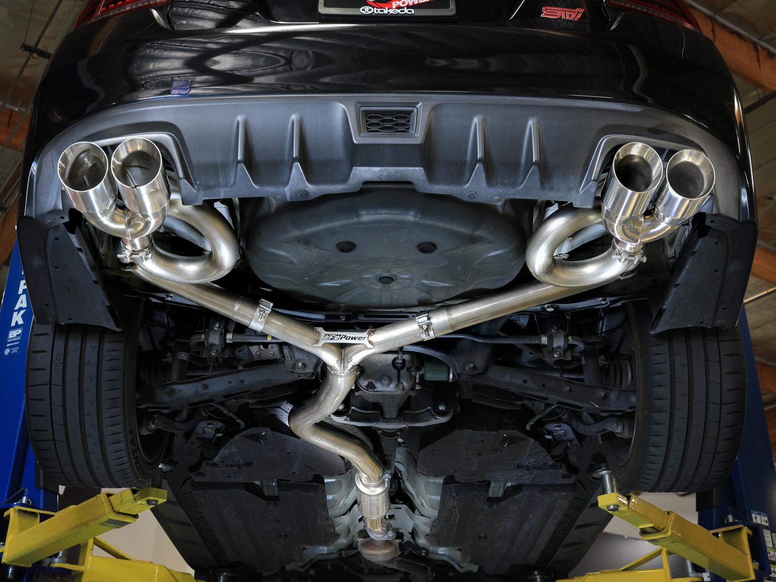 AFE Takeda 3 IN to 2-1/4 IN 304 Stainless Steel Cat-Back Exhaust w/ Polished Tip (2015-2021 WRX , WRX STI) - 49-36810-P