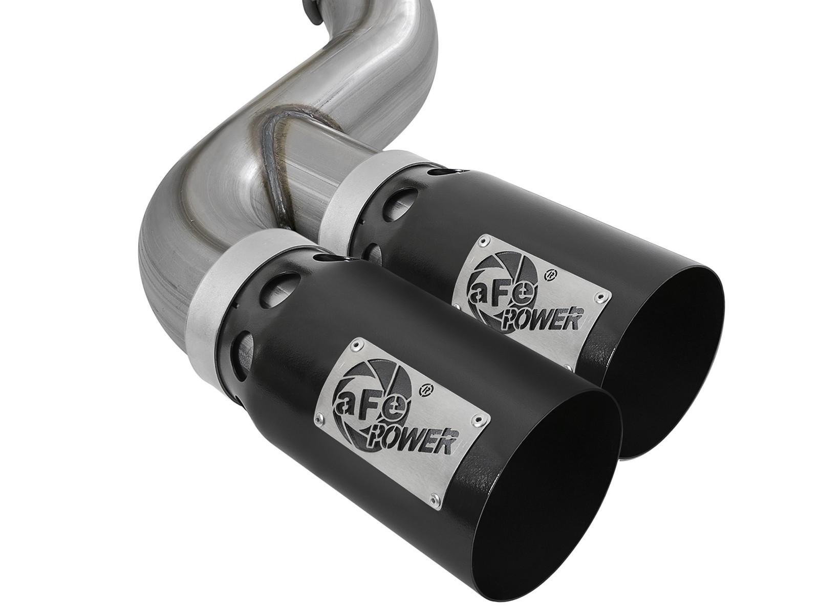 AFE Rebel XD 4 IN 409 Stainless Steel DPF-Back Exhaust w/Dual Black Tips (Ford Diesel Trucks 11-14 V8-6.7L (td)) - 49-43120-B