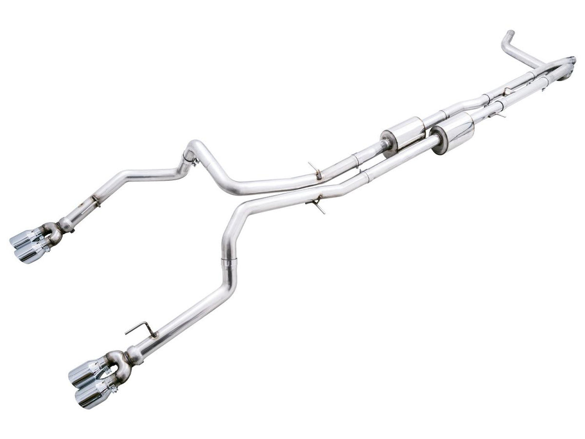 AWE 0FG Catback Exhaust - Quad Chrome Silver Tips (2022-2023 GMC Silverado ZR2 / Sierra AT4X) - 3015-42284