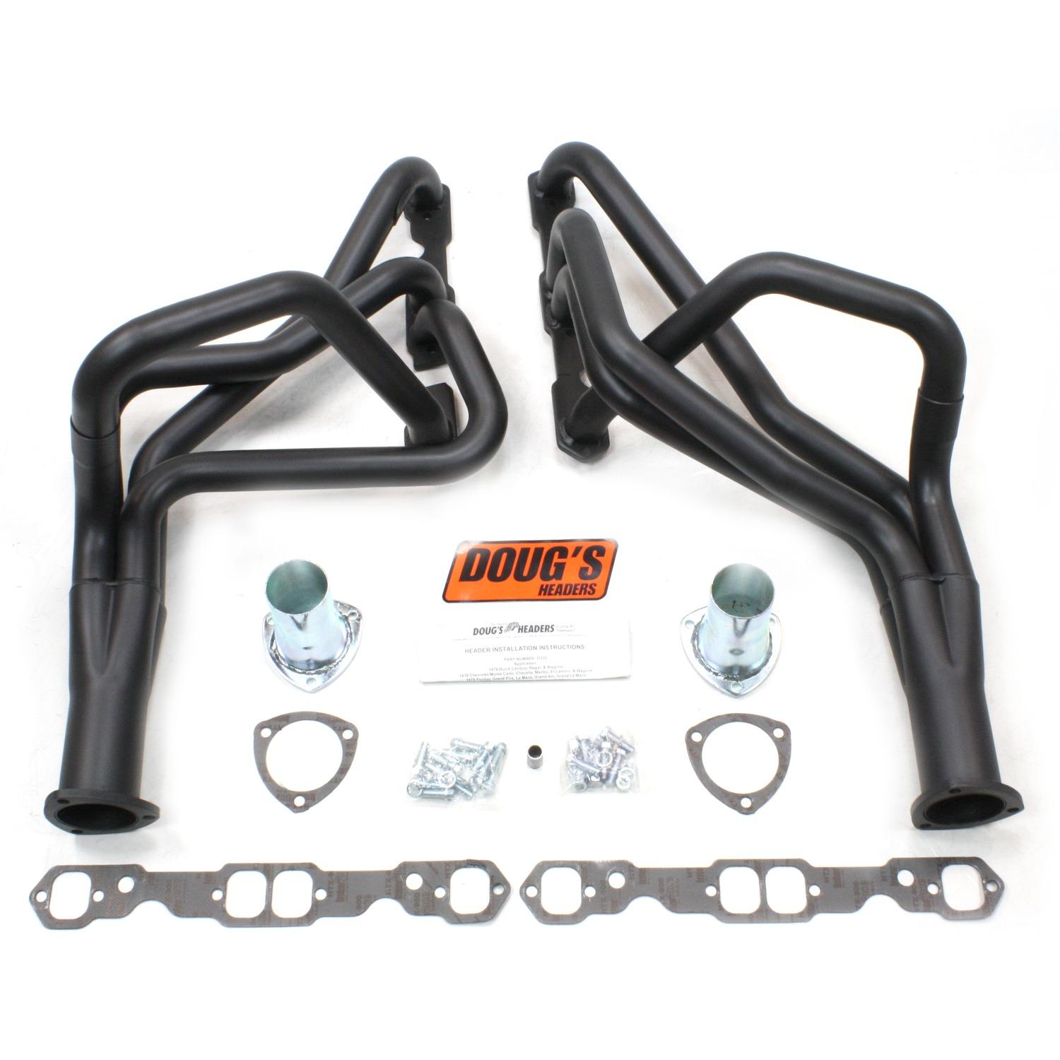 Doug's Long Tube Header 78-87 GM G Body 265-400 SBC 1 3/4" Primary 3" Collector Black Hi Temp Coated D330-B  - D330-B