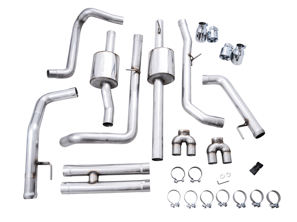 AWE 0FG Catback Exhaust - Quad Chrome Silver Tips (2022-2023 GMC Silverado ZR2 / Sierra AT4X) - 3015-42284