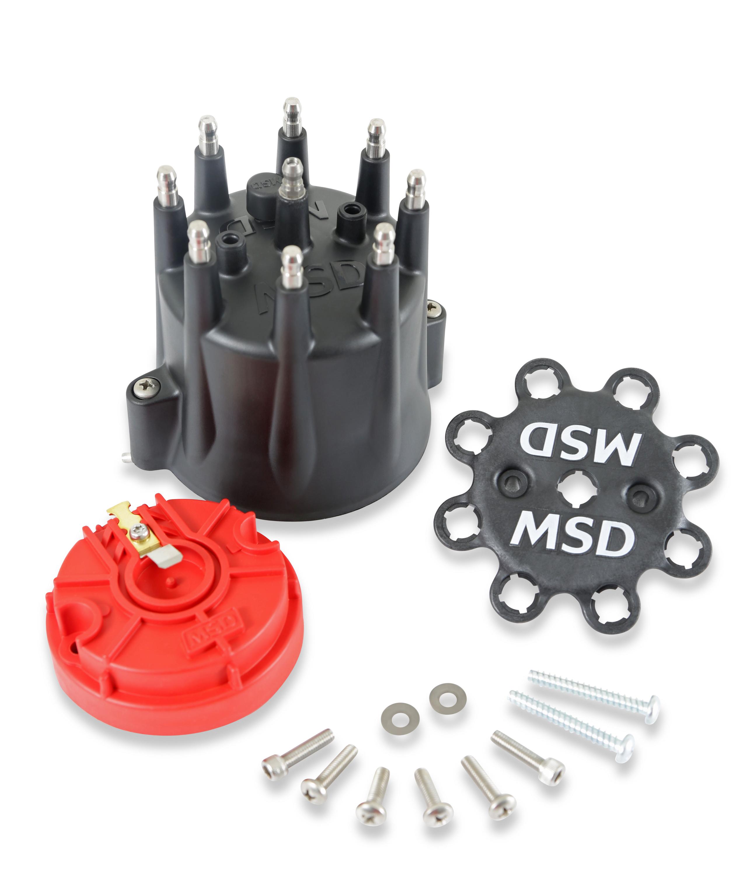 Black Chevy V8 HEI Distributor Cap and Rotor.  - 84336