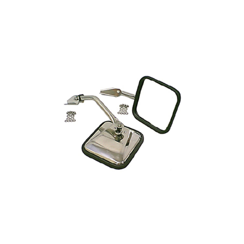 Rugged Ridge Door Mirror Kit Stainless Steel; 55-86 Jeep Cj5/Cj6/Cj7/Cj8 - 11005.01