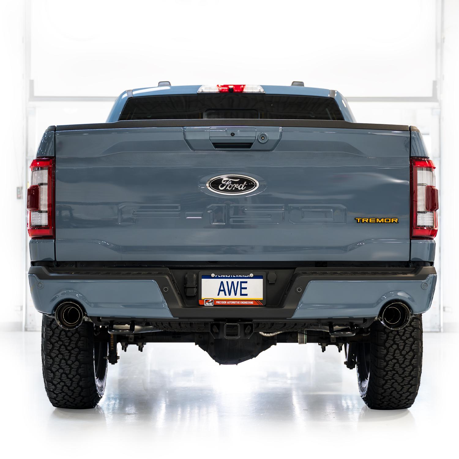 AWE 0FG Non-Resonated Catback (With Bumper Cutouts) - Diamond Black Tips (2021-2025 F-150 Tremor 3.5L / 5.0L) - 3020-33402