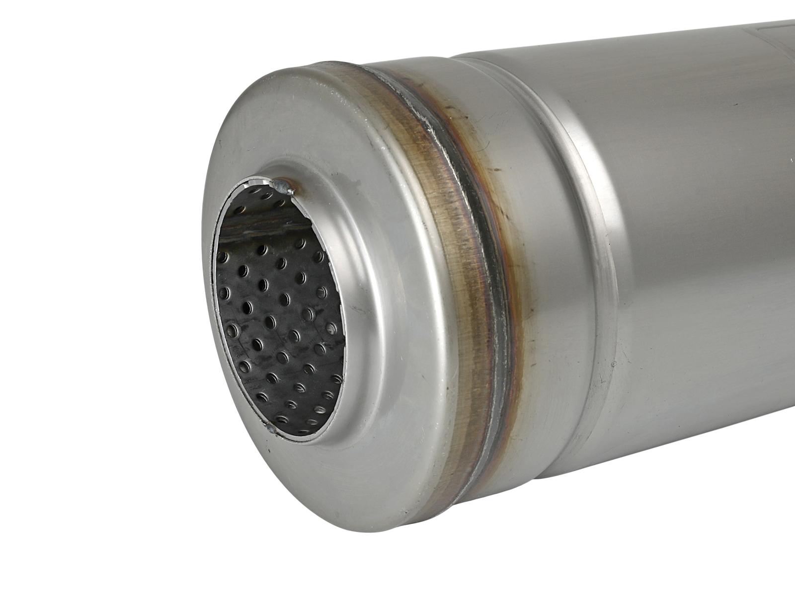 AFE MACH Force-Xp 304 Stainless Steel Muffler (2-1/2 IN ID Center/Center x 9 IN Dia. x 14 IN L - Round Body) - 49M30045