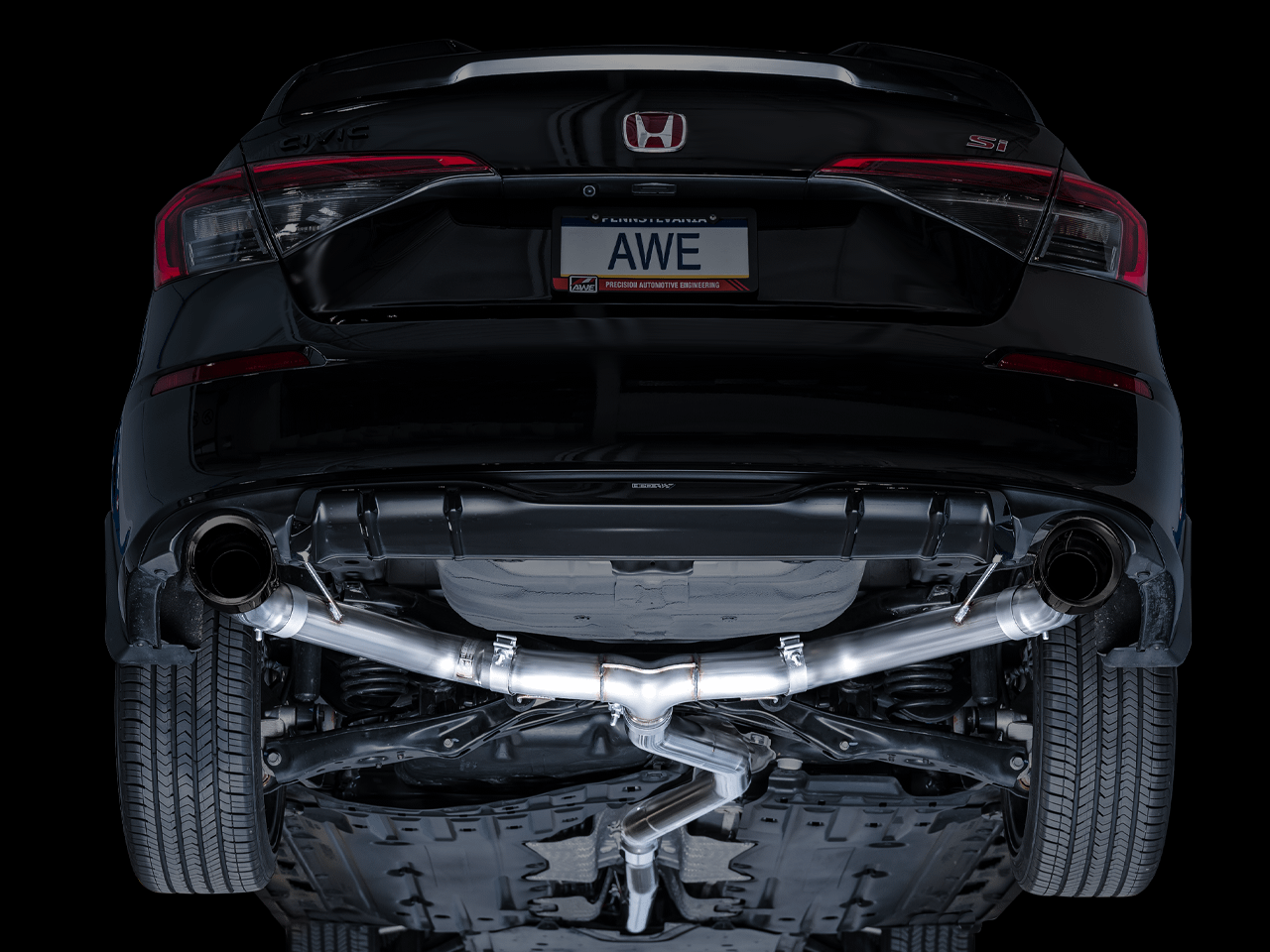 AWE Track Edition for FE1 Civic Si/DE4 Acura Integra- Diamond Black Tips - 3020-33331