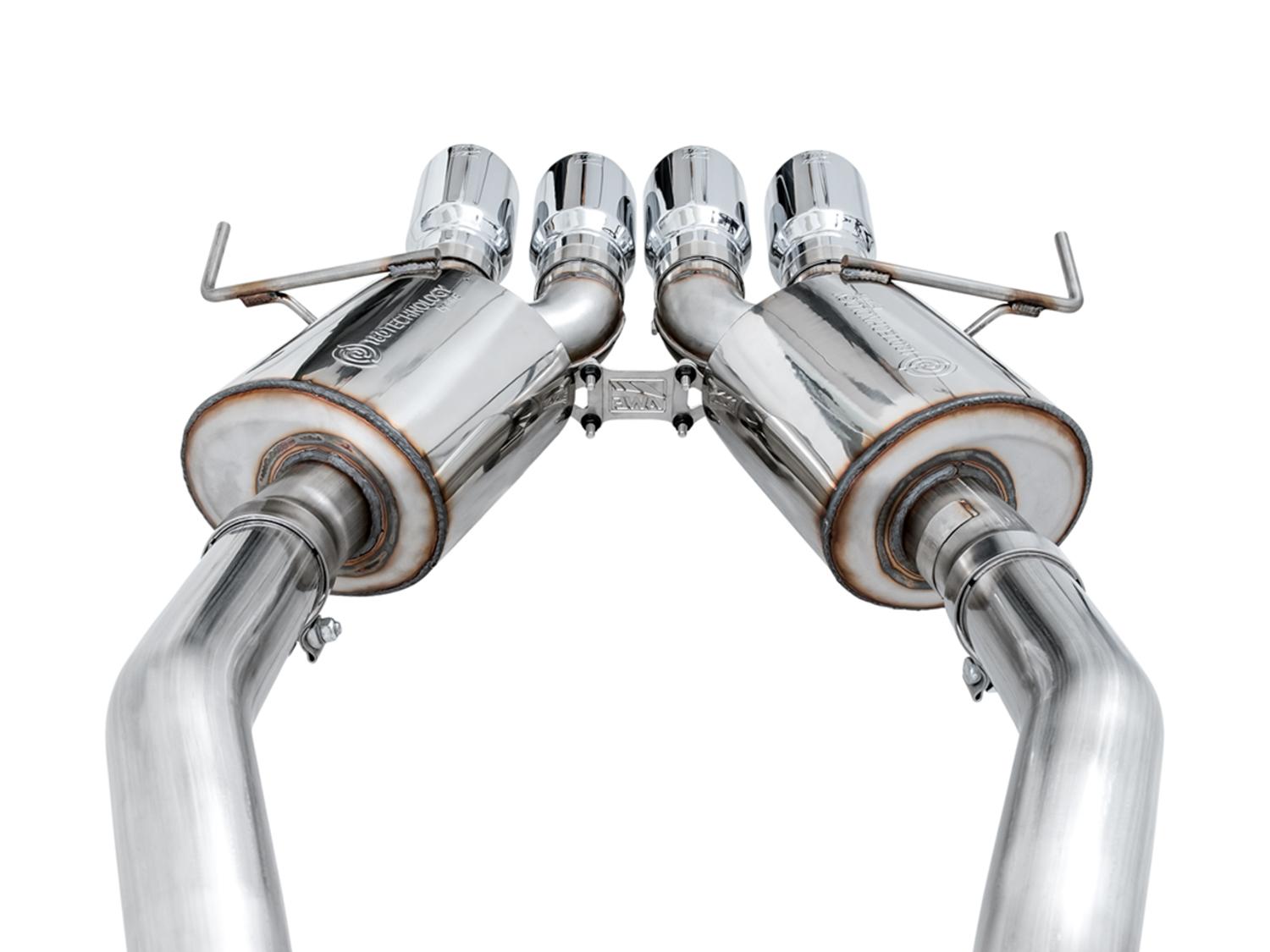 AWE Touring Edition Axleback Exhaust for C7 Corvette Stingray / Z51 / Grand Sport / Z06 / ZR1 -- Chrome Silver Tips (includes AWE AFM valve simulators) - 3015-42133