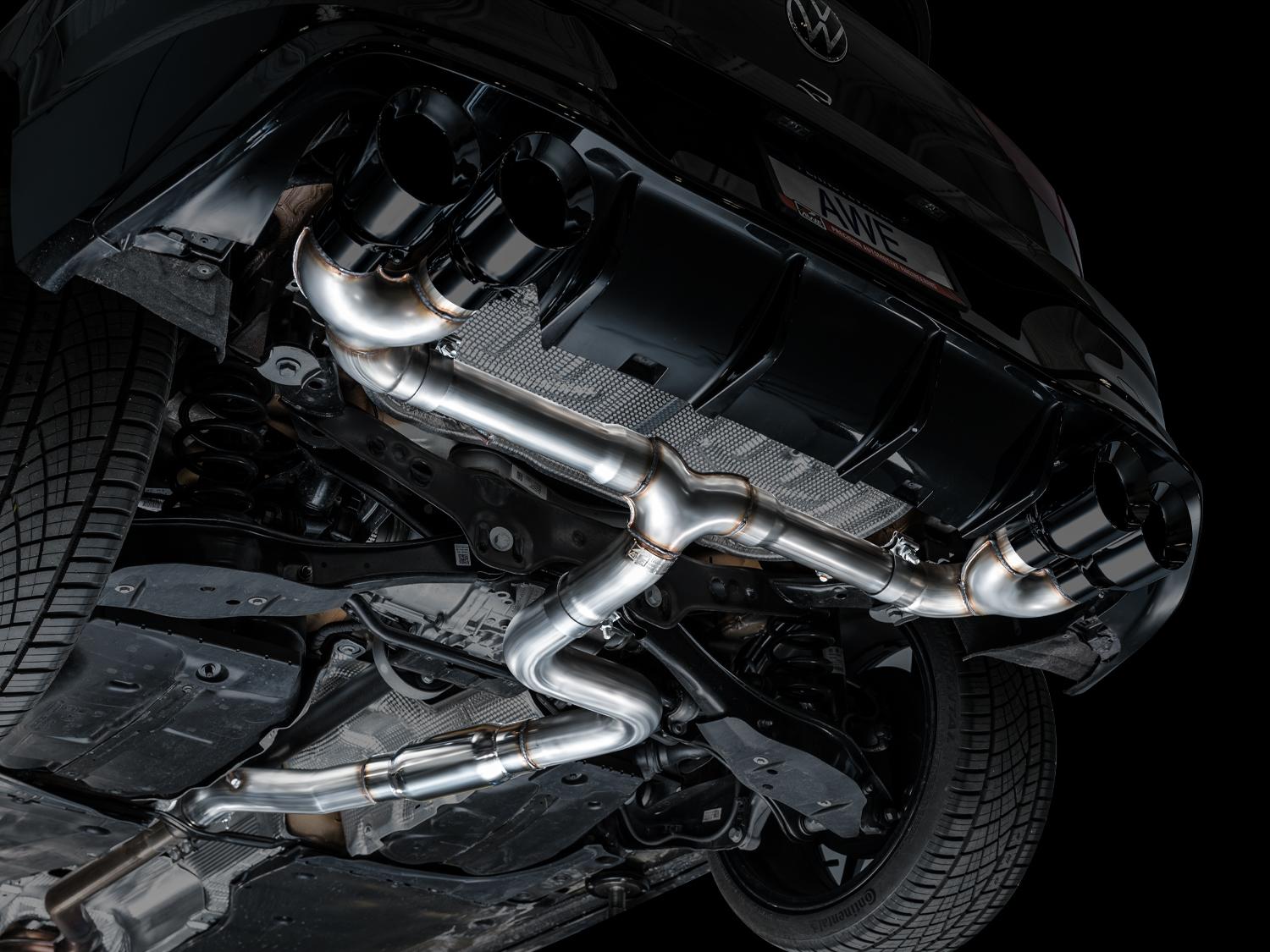 AWE Track Edition Exhaust for Volkswagen MK8 Golf R - Diamond Black Tips - 3020-43658