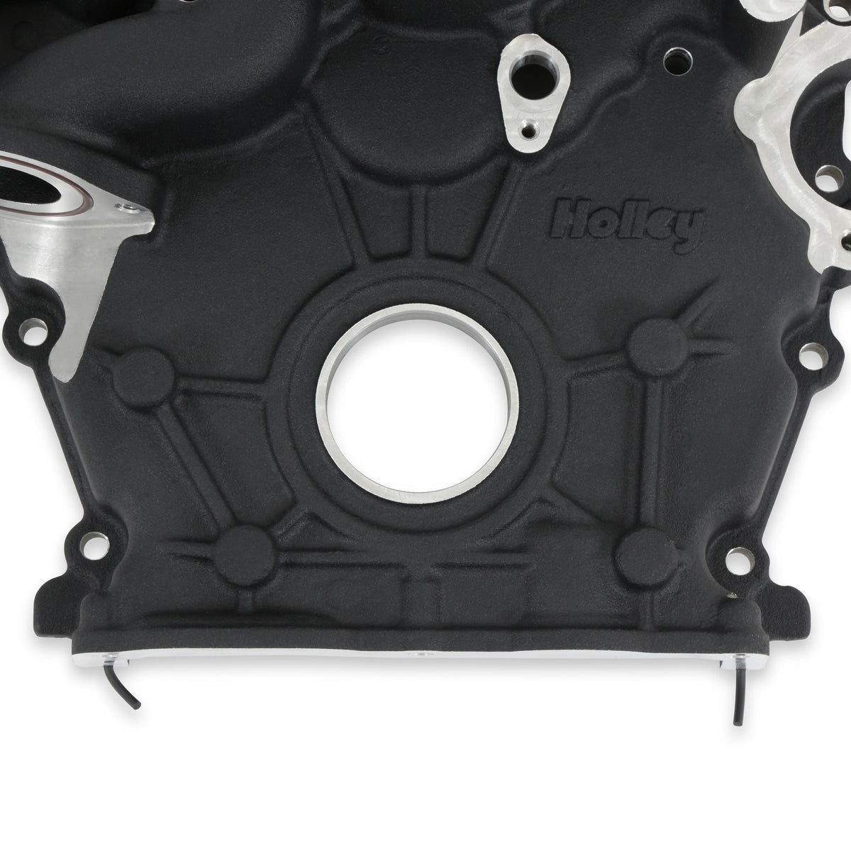Holley Timing Cover - Water Pump Manifold - Black - 97-418