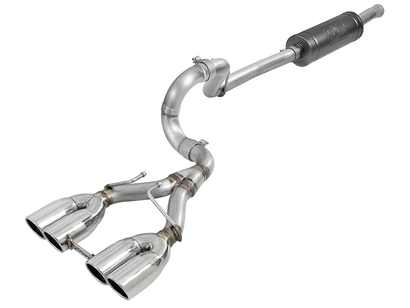 AFE Rebel Series Cat-Back Exhaust w/ Quad Polished Tip (2018-2021 Wrangler, Wrangler) - 49-38071-P