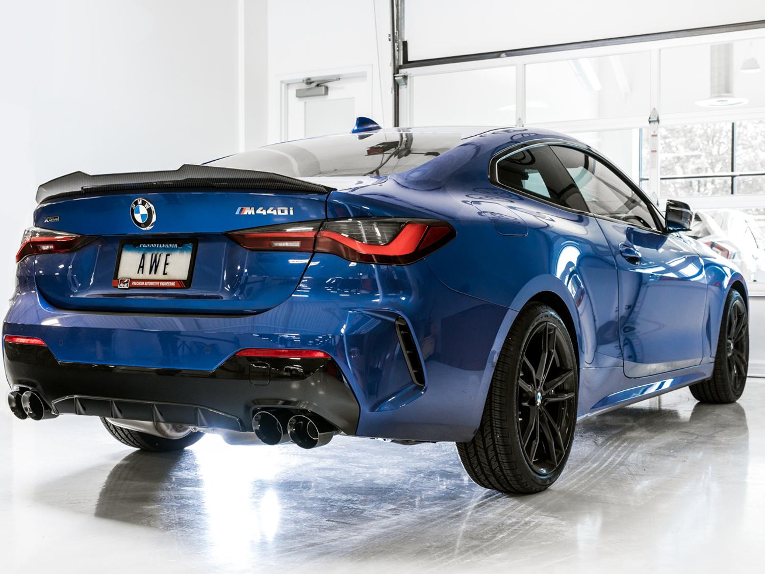 AWE Non-Resonated Touring Edition Exhaust for G20 M340i - Diamond Black Tips (2019+ 3 Series) - 3015-43156