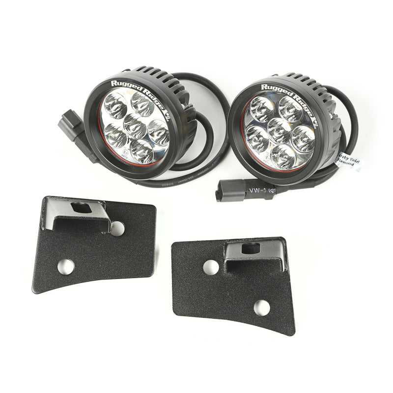 Rugged Ridge Light Kit Windshield Mounted Round Black; 07-18 Wrangler Jk - 11027.17