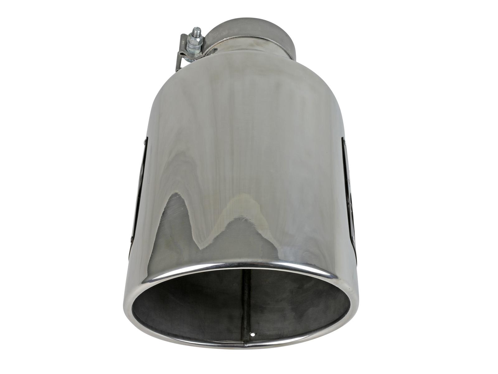 AFE MACH Force-Xp 304 Stainless Steel Clamp-on Exhaust Tip Polished (4 IN Inlet x 8 IN Outlet x 15 IN L) - 49T40801-P15
