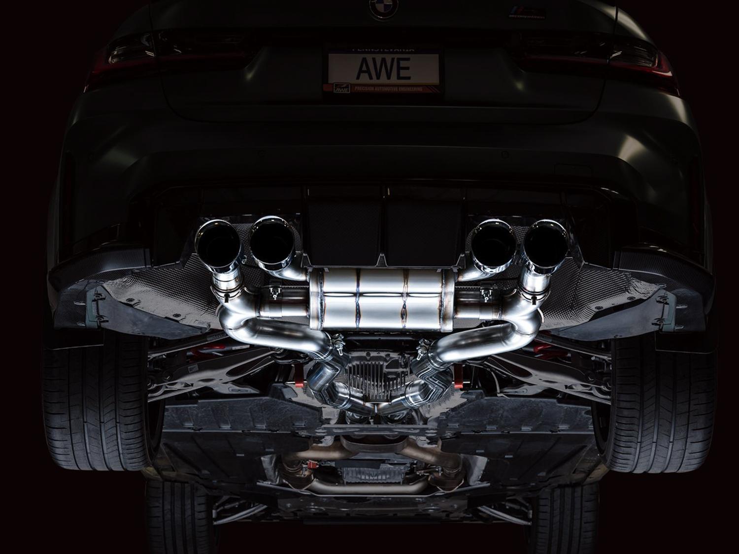 AWE SwitchPath  Catback Exhaust - Chrome Silver Tips (2021+ BMW G8X M3 / M4) - 3025-43480