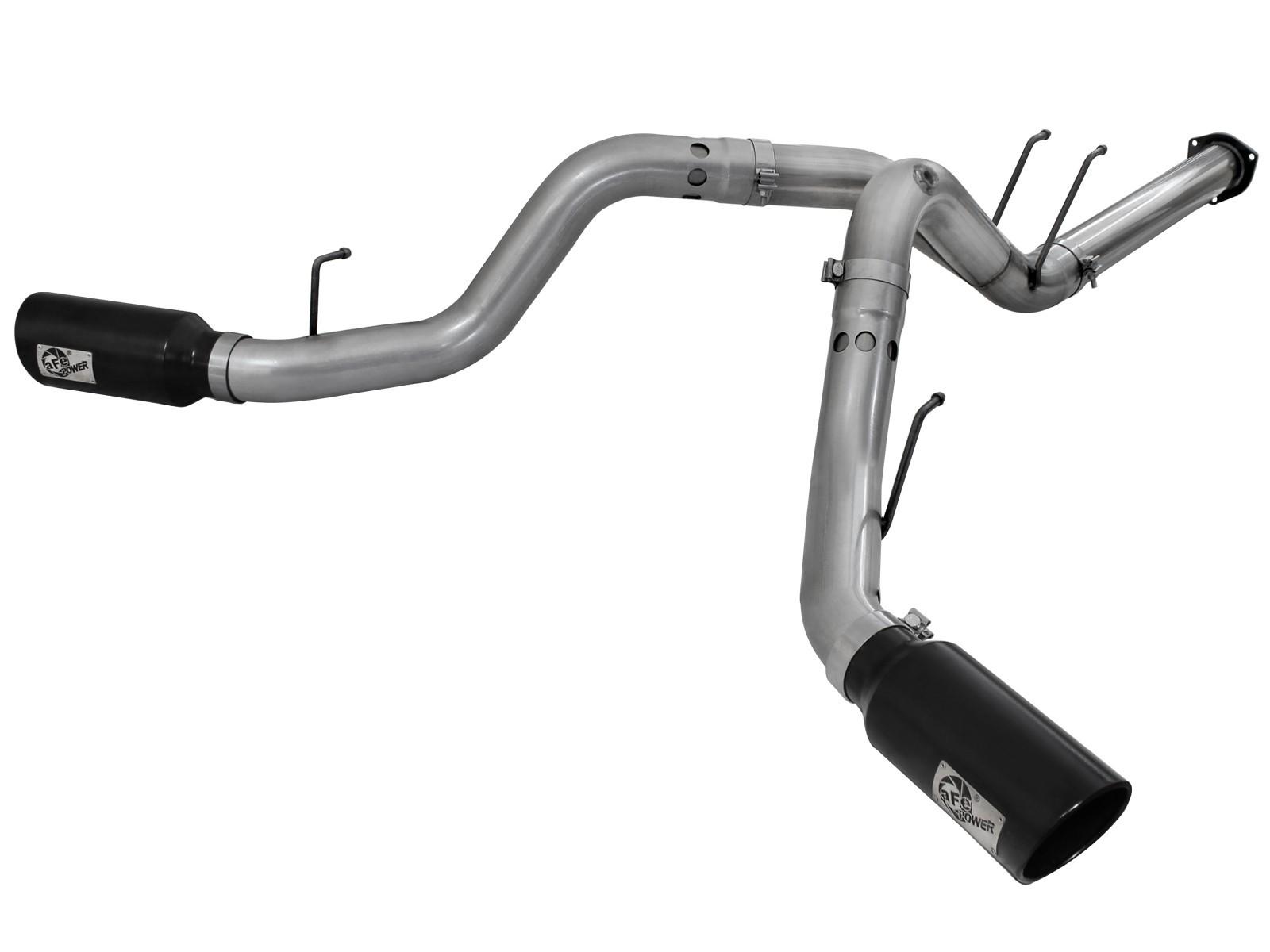 AFE Large Bore-HD 4 IN 409 Stainless Steel DPF-Back Exhaust System w/Black Tip (Ford Diesel Trucks 15-16 V8-6.7L (td)) - 49-43122-B