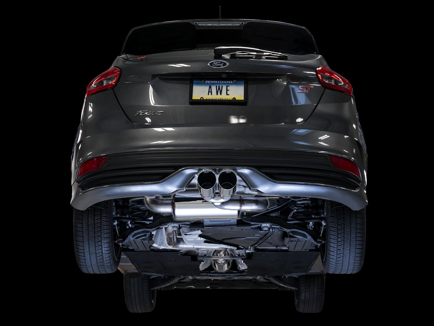 AWE 3020-32038 2013-2018 Focus ST Touring Edition Catback Exhaust with Chrome Silver Tips (Resonated)