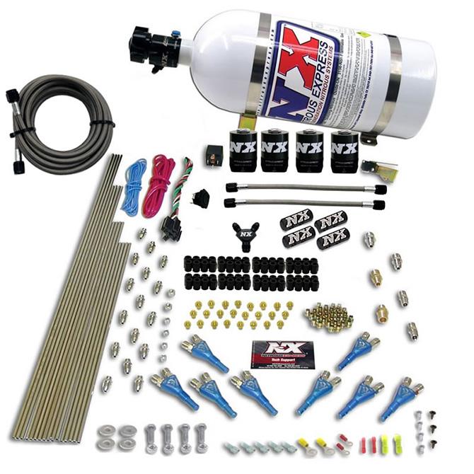 Nitrous Express 8 Cyl Shark Direct Port, 4 Solenoids, With 10Lb Bottle (200-600Hp Jetting) - 90006-10