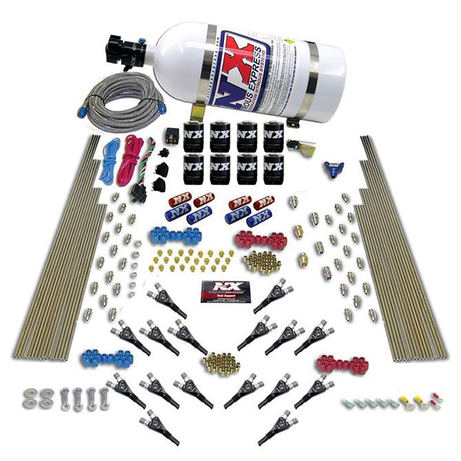 Nitrous Express Shark Dual Stg /Gas 16 Nzls (200-1200Hp) 8 Solenoids With 10Lb Bottle - 90008-10