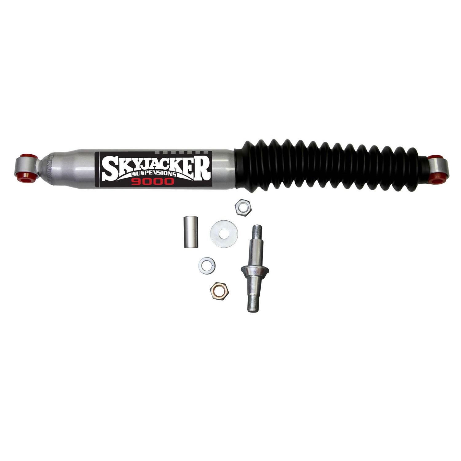Skyjacker Steering Stabilizer HD OEM Replacement Kit Silver w/Black Boot 84-00 Jeep Cherokee 84-90 Jeep Wagoneer 86-92 Jeep Comanche 87-95 Jeep Wrangler 93-98 Jeep Grand Cherokee 97-06 Jeep Wrangler 97-06 Jeep TJ - 9009