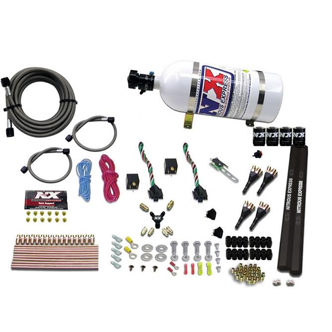 Nitrous Express 4-Cyl Sx2 Nozzle System W/ 10Lb Bottle (100-300Hp X 2) - 90094-10
