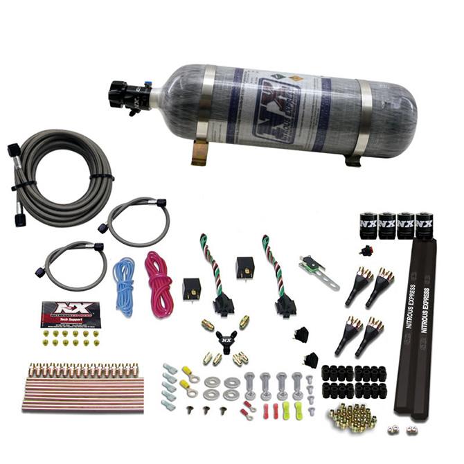 Nitrous Express 4-Cyl Sx2 Nozzle System W/ Composite Bottle (100-300Hp X 2) - 90094-12