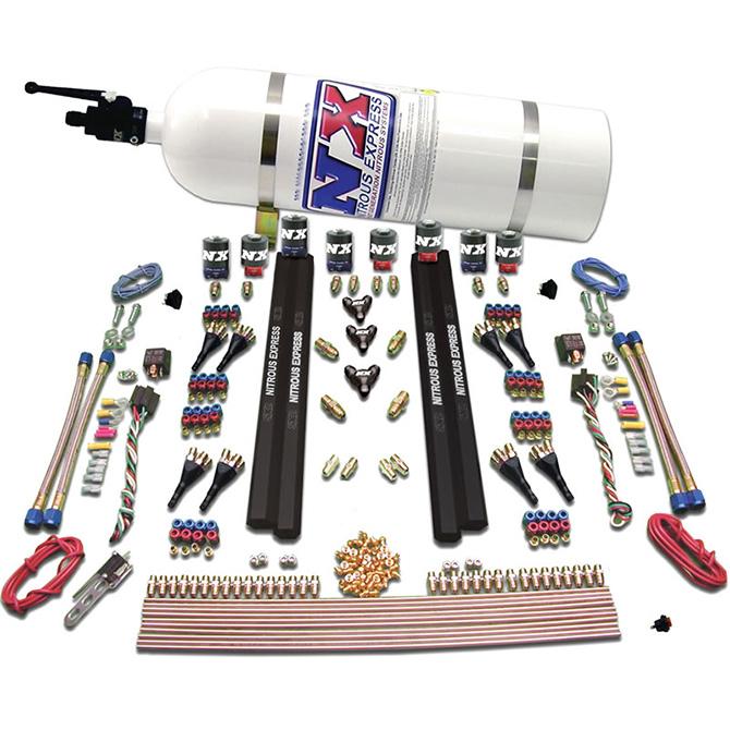 Nitrous Express Sx2 Dual Stage/Alcohol - 8 Solenoid (200-1200Hp) With 15Lb Bottle - 90095-15