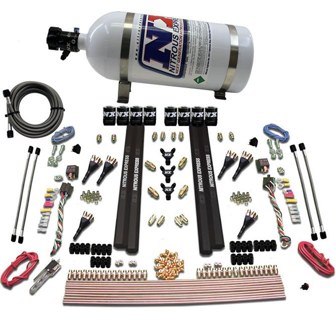 Nitrous Express 6-Cyl. Sx2 Dual Stage Nozzle System W/ 10Lb Bottle - 90096-10