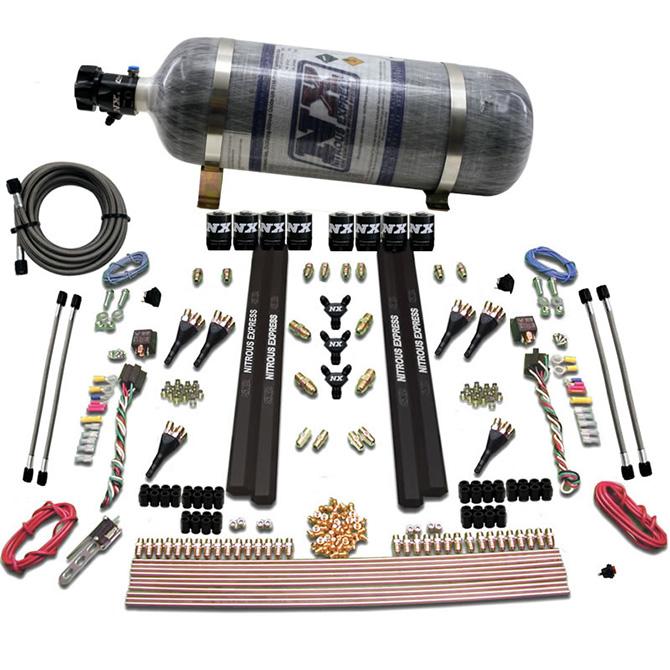 Nitrous Express 6-Cyl. Sx2 Dual Stage Nozzle System W/ 12Lb Bottle - 90096-12