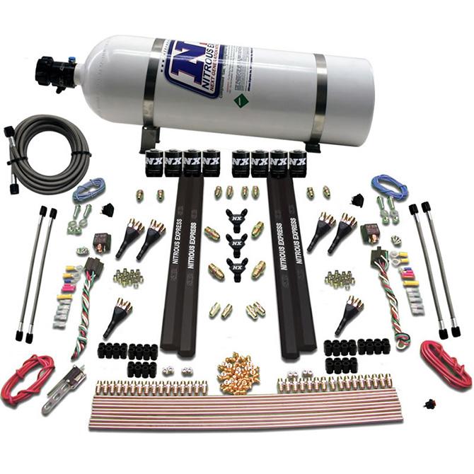 Nitrous Express 6-Cyl. Sx2 Dual Stage Nozzle System W/ 15Lb Bottle - 90096-15