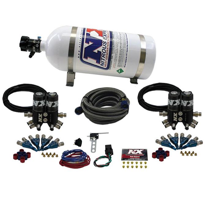 Nitrous Express STREET SHARK GAS (100-150-250HP) 4 SOLENOIDS WITH 10LB BOTTLE. - 90100-10