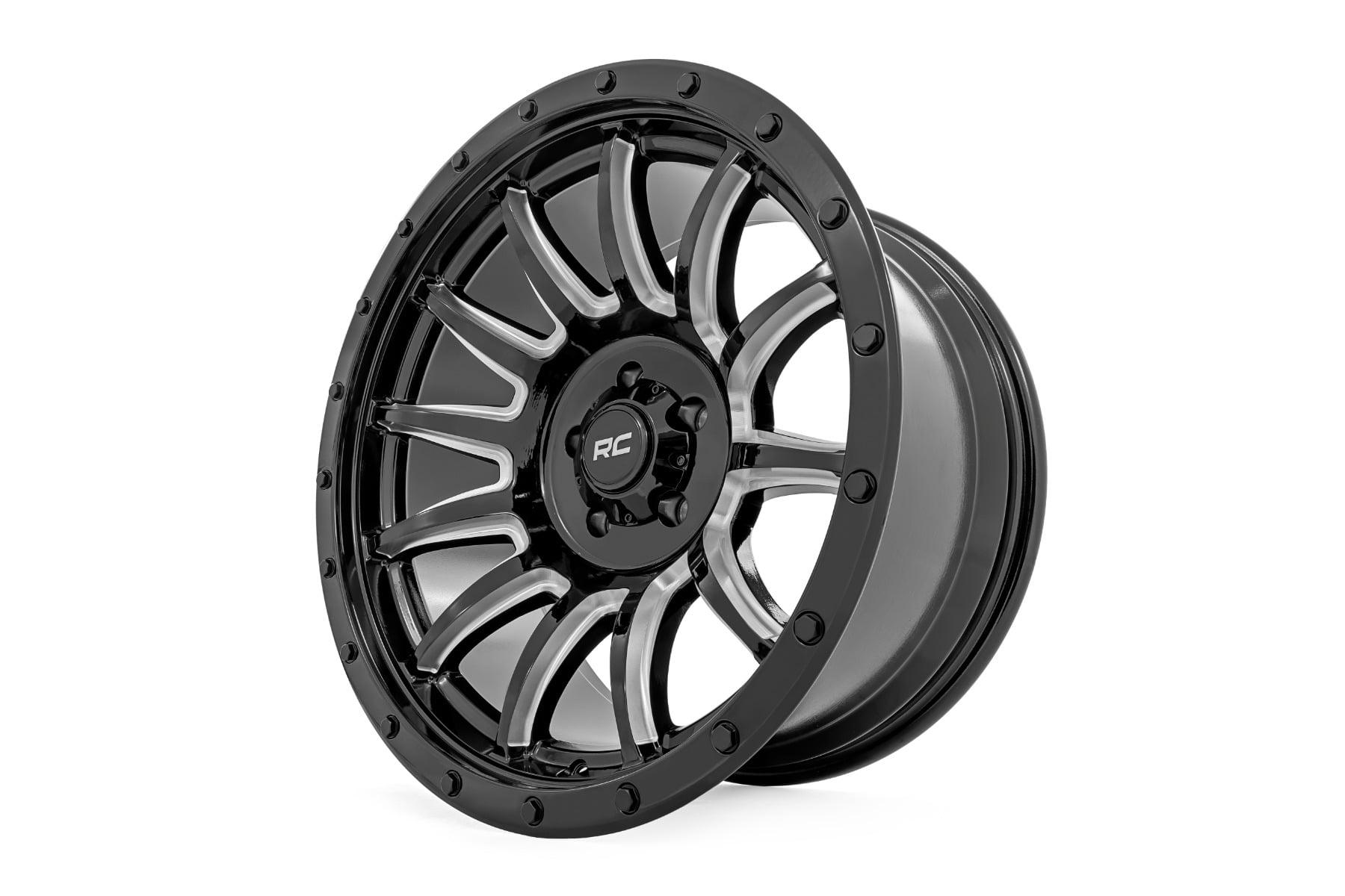 Rough Country 90 Series Wheel One-Piece Gloss Black w/machined spokes 20x9 6x5.5 -12mm (1960-1998 K10 Pickup, C10 Pickup, Land Cruiser, K15/K1500 Pickup, K15/K1500 Suburban, Wagoneer, J10, Cherokee, J20, K10, K5 Blazer, C15 Suburban, K15 Suburban, K10 Sub