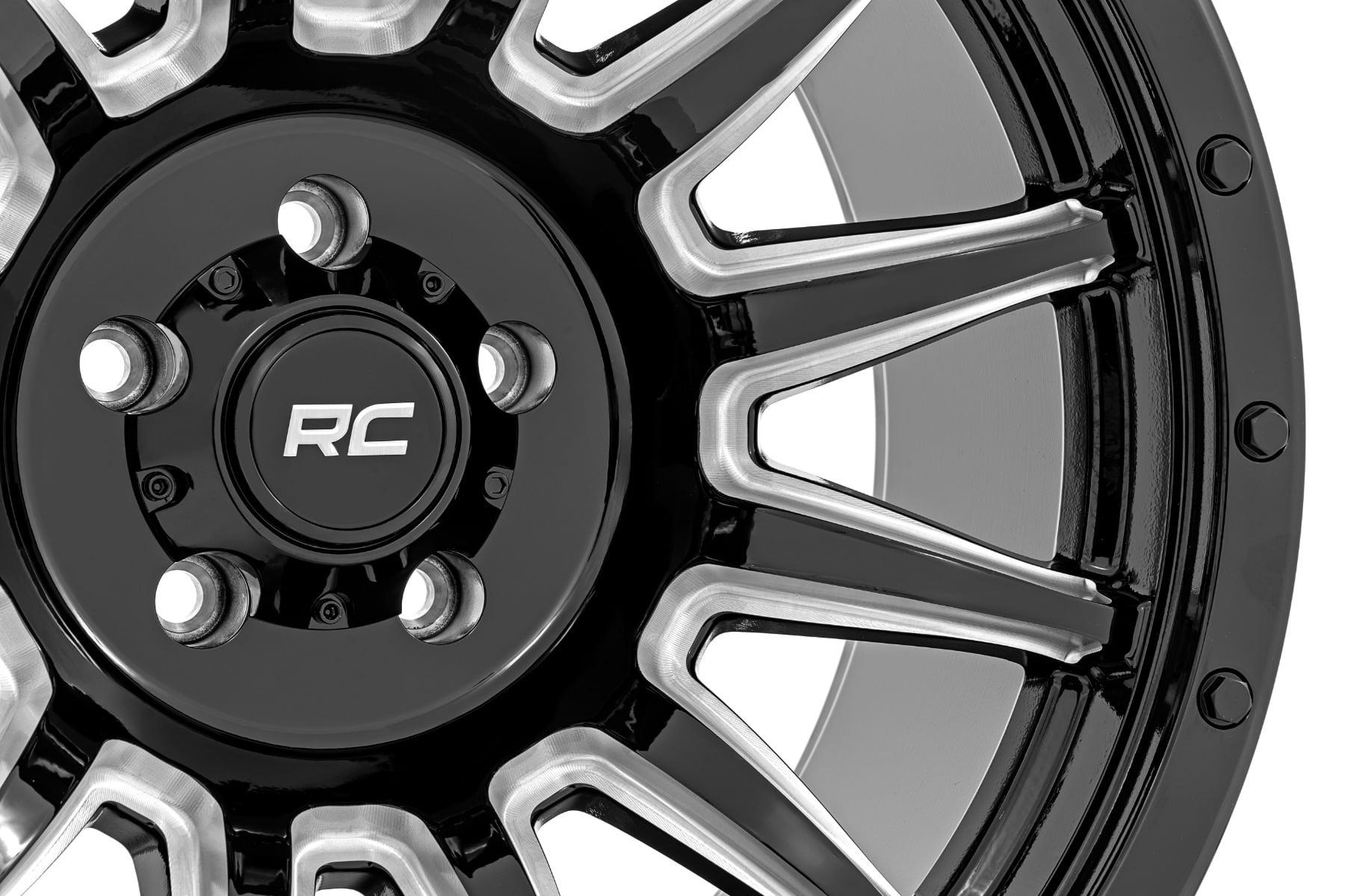 Rough Country 90 Series Wheel One-Piece Gloss Black w/machined spokes 20x9 6x5.5 -12mm (1960-1998 K10 Pickup, C10 Pickup, Land Cruiser, K15/K1500 Pickup, K15/K1500 Suburban, Wagoneer, J10, Cherokee, J20, K10, K5 Blazer, C15 Suburban, K15 Suburban, K10 Sub