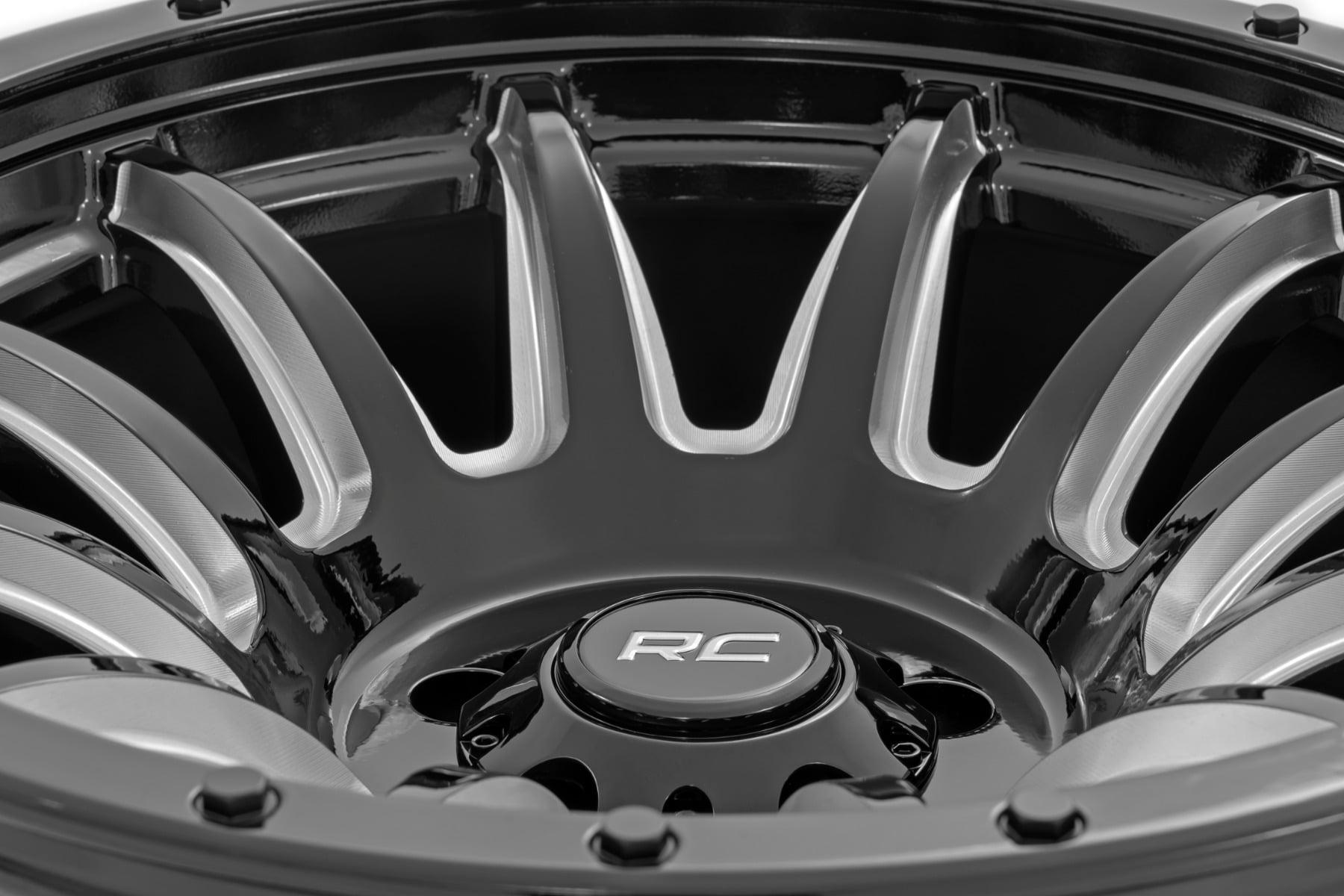 Rough Country 90 Series Wheel One-Piece Gloss Black w/machined spokes 20x9 6x5.5 -12mm (1960-1998 K10 Pickup, C10 Pickup, Land Cruiser, K15/K1500 Pickup, K15/K1500 Suburban, Wagoneer, J10, Cherokee, J20, K10, K5 Blazer, C15 Suburban, K15 Suburban, K10 Sub