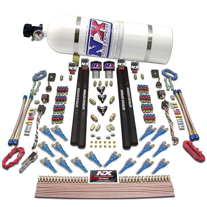 Nitrous Express Shark Dual Stg/Gas/Rails 16 Nzls (200-1200Hp) W/ Composite Bottle - 90208-12