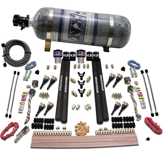 Nitrous Express Sx2 Dual Stg/Gas/Rails 8 Nzls (200-1200Hp) W/ Composite Bottle - 90209-12