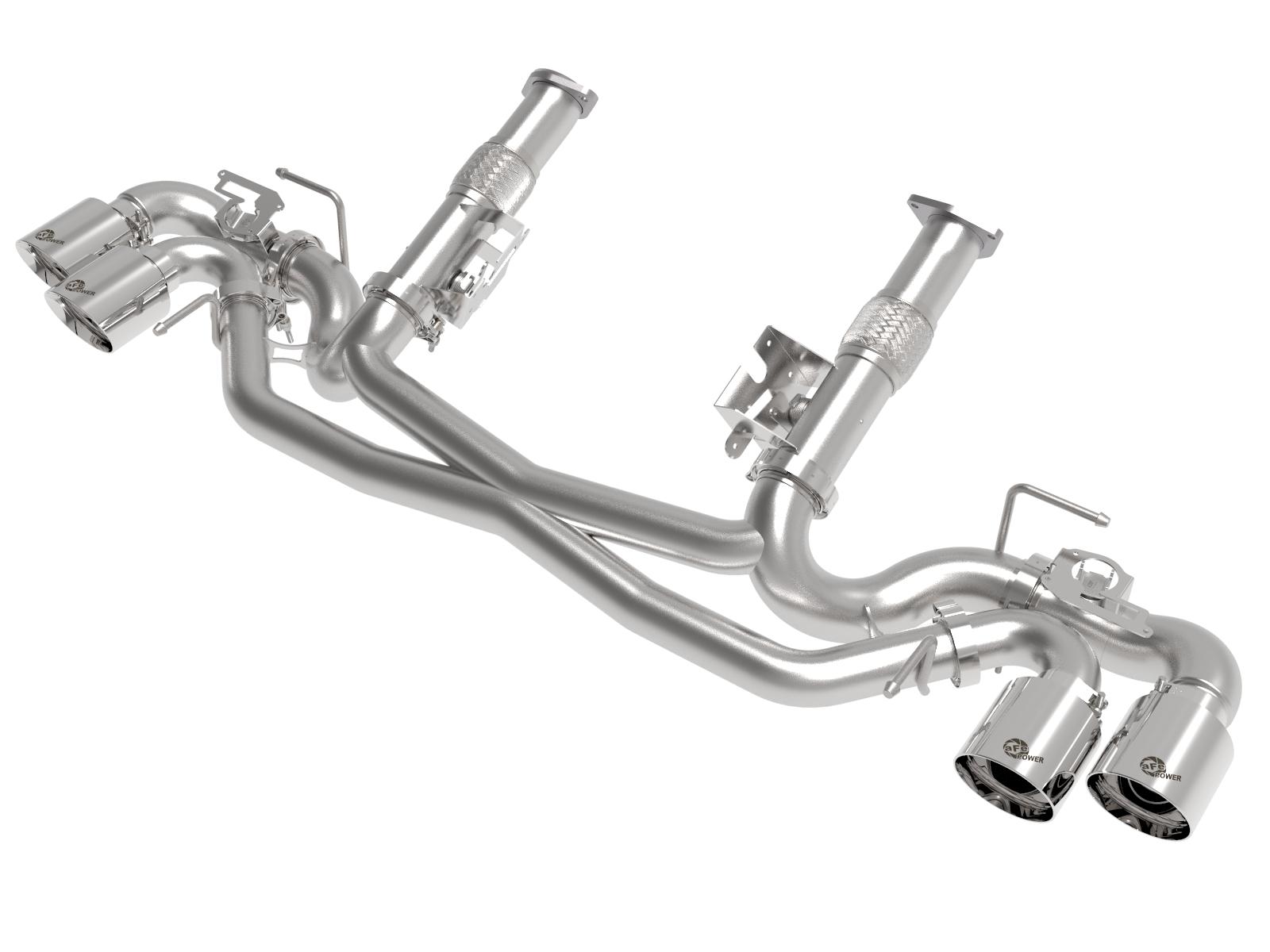 AFE MACH Force-Xp 304 Stainless Steel Cat-Back Exhaust w/o Muffler Polished (w/ NPP) (Chevrolet Corvette (C8) 2020 V8-6.2L) - 49-34124NM-P