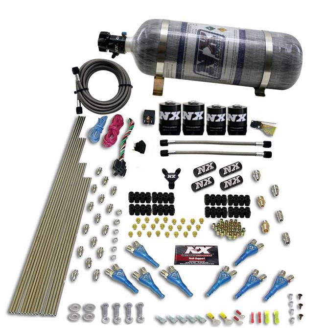 Nitrous Express 8 Cyl Shark Direct Port, 4 Solenoids, With Composite Bottle (200-600Hp Jetting) - 90506-12